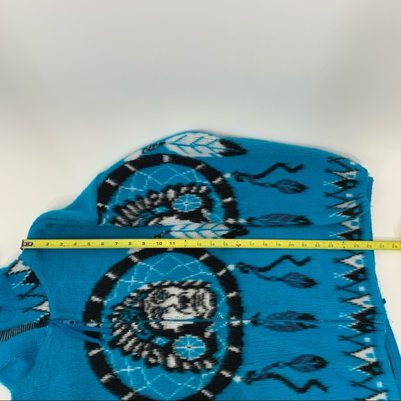 Rare Tejidos Native American Dream Catcher Blue Fluffy Wool Jacket Size M/L - Picture 13 of 14